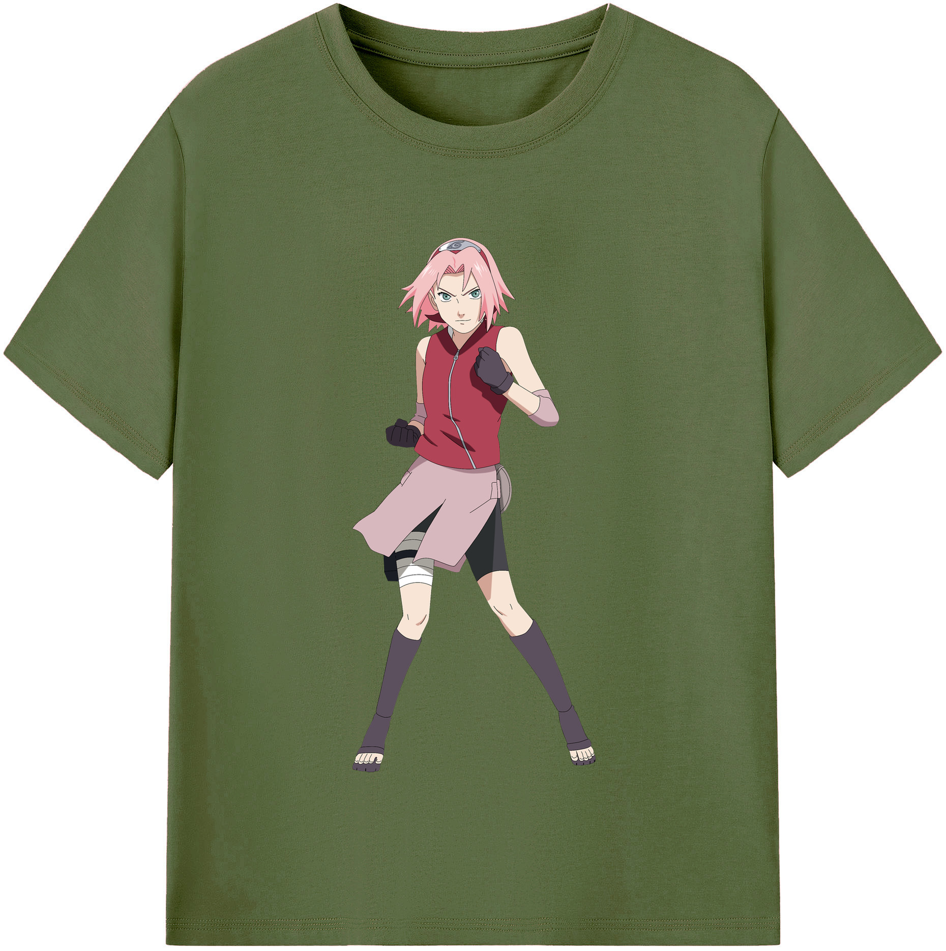 （画像用） NARUTO -ナルト- 春野サクラ Haruno Sakura 綿100％半袖Tシャツ（フロントプリント）